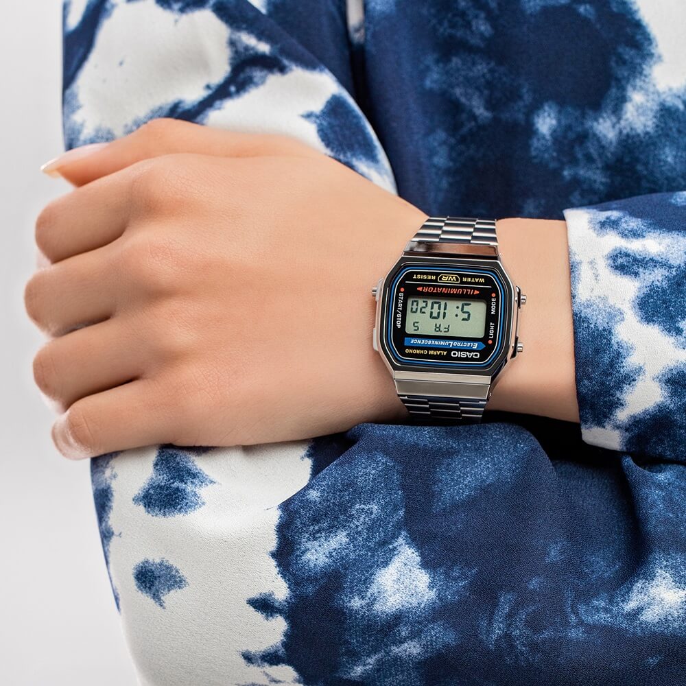 Casio Men's Watch Vintage Collection Digital, Grey Dial Silver Stainless Steel Strap, A168WA-1WDF product image