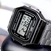 Casio Unisex Watch Vintage Collection Digital, Black Dial Grey Stainless Steel Strap, A168WGG-1ADF