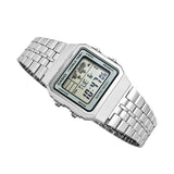 Casio Men's Watch Vintage Collection Digital, Silver Dial Silver Stainless Steel Strap, A500WA-7DF