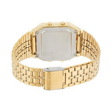 Casio Men's Watch Vintage Collection Digital, Black Dial Gold Stainless Steel Strap, A500WGA-1DF