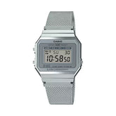 Casio Men's Watch Vintage Collection Digital, Silver Dial Silver Stainless Steel Strap, A700WM-7ADF product image