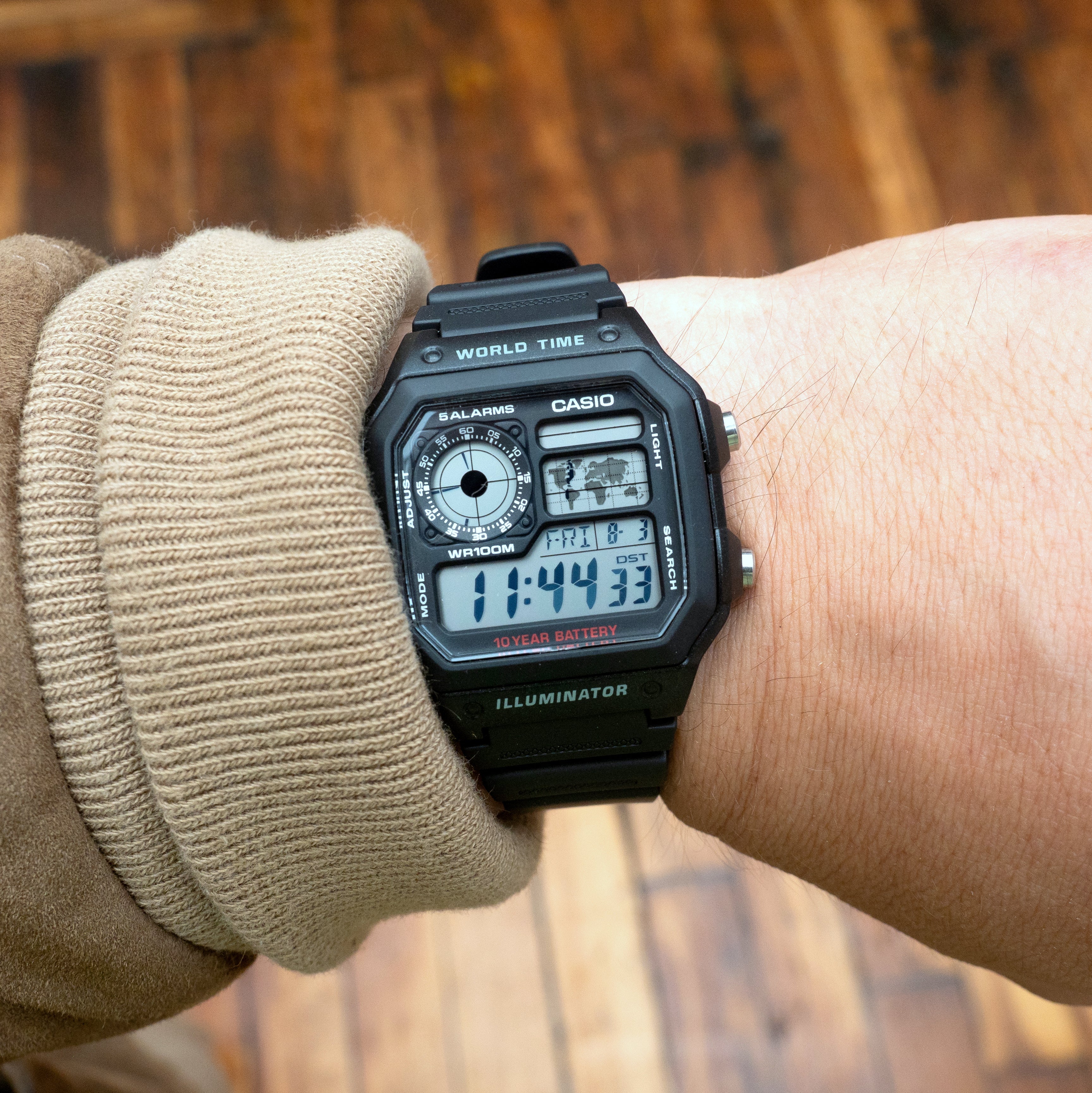 Casio Men's Watch Digital, Black Dial Black Silicone Strap, AE-1200WH-1AVDF product image