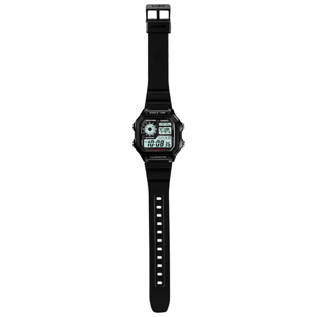 Casio Men's Watch Digital, Black Dial Black Silicone Strap, AE-1200WH-1AVDF product image