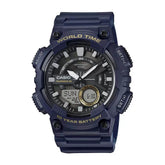 Casio Men's Watch Analog & Digital Combo, Black Dial Blue Resin Strap, AEQ-110W-2AVDF product image