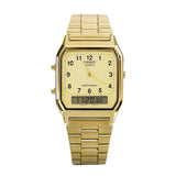 Casio Men's Watch Analog & Digital Combo, Gold Dial Gold Stainless Steel Strap, AQ-230GA-9BMQD
