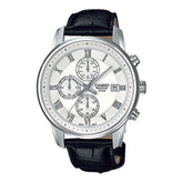 Casio, Men's Watch Beside Collection Analog, White Dial Black Leather Band, BEM-511L-7AVDF product image