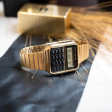 Casio Unisex Watch Vintage Collection, Black Dial Gold Stainless Steel Strap, CA-500WEG-1ADF