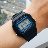 Casio Men's Watch Vintage Collection Digital, Blue Dial Black Resin Strap, F-105W-1ADF