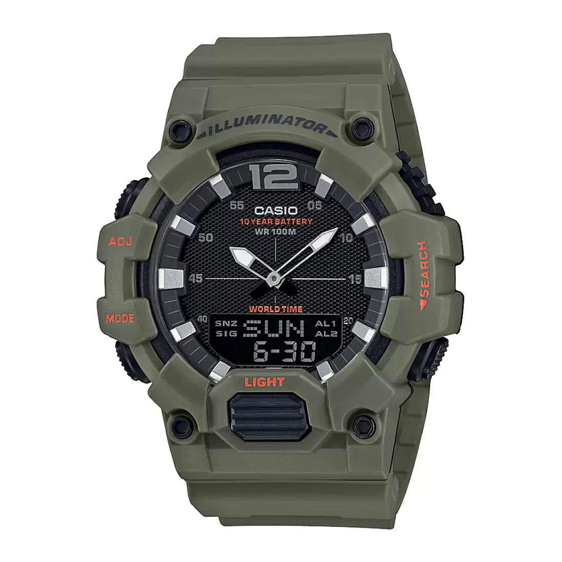 Casio, Men's Watch Analog-Digital, Black Dial Green Resin Band, HDC-700-3A2VDF product image