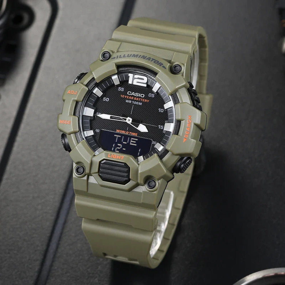 Casio, Men's Watch Analog-Digital, Black Dial Green Resin Band, HDC-700-3A2VDF product image