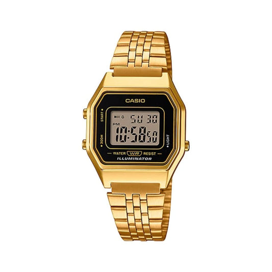 Casio Women's Watch Digital, Black Dial Gold Stainless Steel Strap, LA680WGA-1DF product image