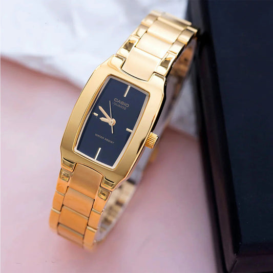 Casio Women's Watch Analog, Black Dial Gold Stainless Steel Strap, LTP-1165N-1CRDF