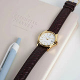 Casio Women's Watch Analog, White Dial Brown Leather Strap, LTP-1183Q-7ADF