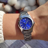 Casio Women's Watch Analog, Blue Dial Silver Stainless Steel Strap, LTP-1215A-2A2DF