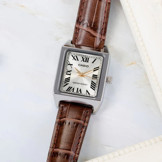 Casio Women's Watch Analog, Silver Dial Brown Leather Strap, LTP-V007L-9BUDF product image