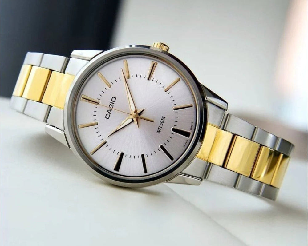 Casio Men's Watch Analog, Silver Dial Two Toned Stainless Steel Strap, MTP-1303SG-7AVD product image