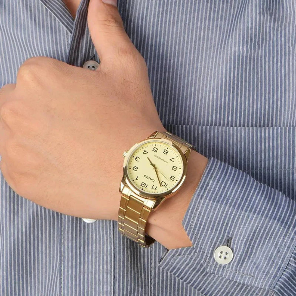 Casio Men's Watch Analog, Gold Dial Gold Stainless Steel Strap, MTP-V001G-9BUDF product image