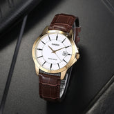 Casio Men's Watch Analog, White Dial Brown Leather Strap, MTP-V004GL-7AUD