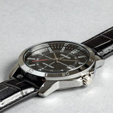 Casio Men's Watch, Black Dial Black Leather Strap, MTP-V004L-1CUDF
