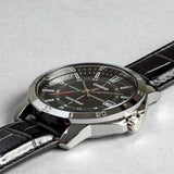 Casio Men's Watch, Black Dial Black Leather Strap, MTP-V004L-1CUDF