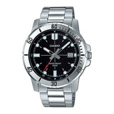 Casio Men's Watch Analog, Black Dial Silver Stainless Steel Strap, MTP-VD01D-1EVUDF