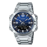 Casio Men's Watch Analog-Digital Blue Gradient Dial with Silver Stainless Steel Band, AMW-870DA-2A1VDF