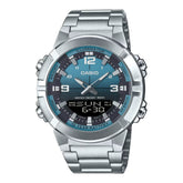 Casio Men's Watch Analog-Digital Blue Gradient Dial with Silver Stainless Steel Band, AMW-870DA-2A2VDF