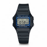 Casio Men's Watch Vintage Collection Digital, Blue Dial Black Resin Strap, F-105W-1ADF