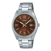 Casio Men's Watch Analog Maroon Dial With Silver Stainless Steel Band, MTP-1302DD-5AVDF