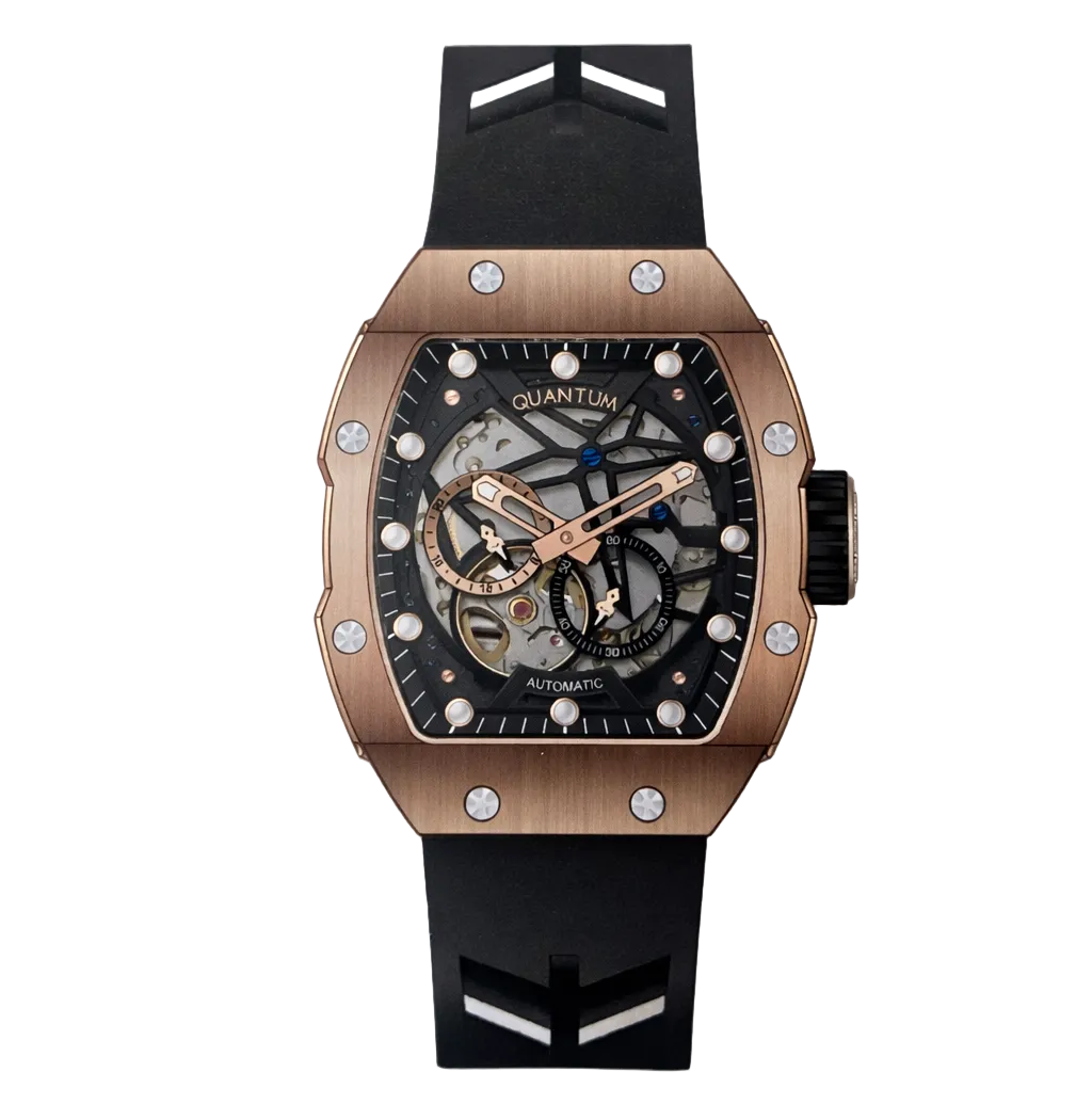 Quantum men analog watch, black dial with silicone band, model QU-QMG1098.453, Bahrain