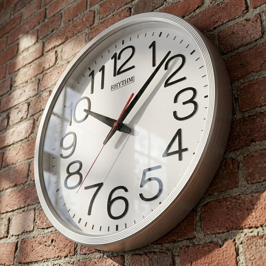 Rhythm Basic Wall Clock | 3D Numerals, Silent Silky Move | White, CMG495NR03