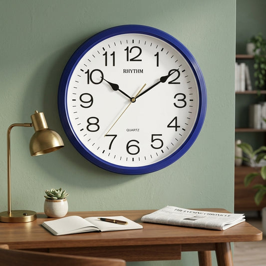 Rhythm Basic Wall Clock | 3D Numerals | Dark Blue, CMG734NR11