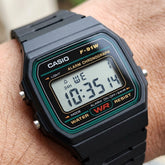 Casio, Unisex Watch Vintage Collection Digital, Black Dial Black Resin Band, F-91W-3DG