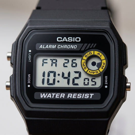 Casio Men's Watch Vintage Collection Digital, Black Dial Black Resin Strap, F-94WA-8DG