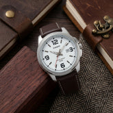 Casio Men's Watch Analog, White Dial Brown Leather Strap, MTP-1314L-7AVDF