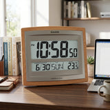 Casio Wall & Table Clock, Digital Display, Silver & Wood Grain Pattern, ID-15SA-5DF