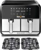 Black+Decker Digital Dual Zone Air Fryer 1700W 4L+4L Capacity, Frying, Grilling, Broiling, Roasting, and Baking, DZAF1700