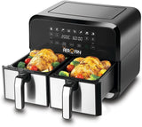 Black+Decker Digital Dual Zone Air Fryer 1700W 4L+4L Capacity, Frying, Grilling, Broiling, Roasting, and Baking, DZAF1700