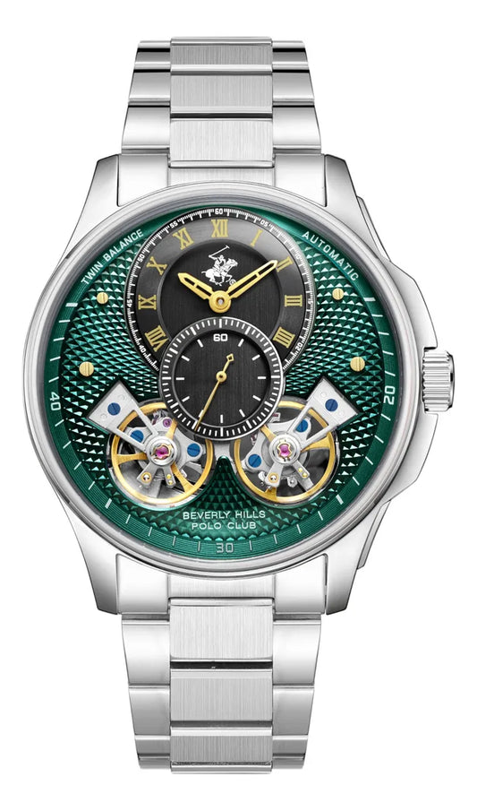 Beverly Hills Polo Club, Men's, Analog Watch, Silver Dial, with Stainless Steel Band, BH-BP3848X.370