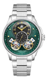 Beverly Hills Polo Club Men's Automatic Watch, Green Dial Multi-Function With Silver Stainless-Steel Band, BP3848X.370
