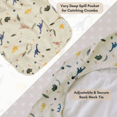 Milk It Baby Water Proof Sleeved Bib, Dino Dreams,MI-SBDD002