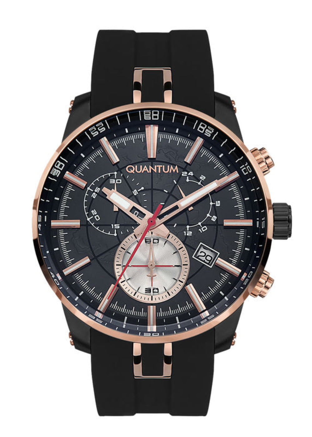 Quantum, Men's, Analog Watch, Black Dial, with Silicone Band, QU-PWG560.661