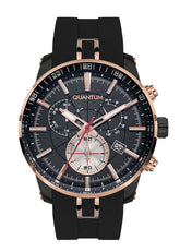 Quantum Men's Watch Analog Black Dial with Black Silicone Band, PWG560.661