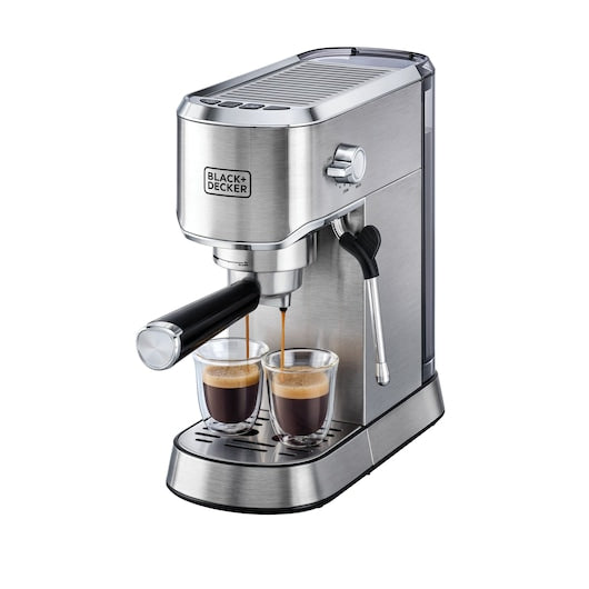 Black+Decker, Espresso Coffee Machine, 15Bar, 1450 Watts, ECM150 Coffee Maker BL-ECM150