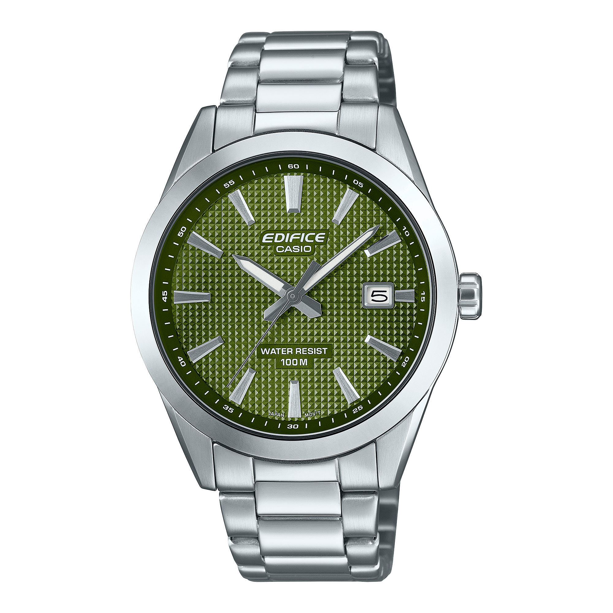 Edifice men's watch with green dial and stainless steel strap