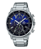 Edifice men's watch with blue gradient dial and stainless steel strap