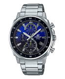 Edifice men's watch with blue gradient dial and stainless steel strap