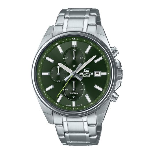 Edifice men's watch with green dial and stainless steel strap