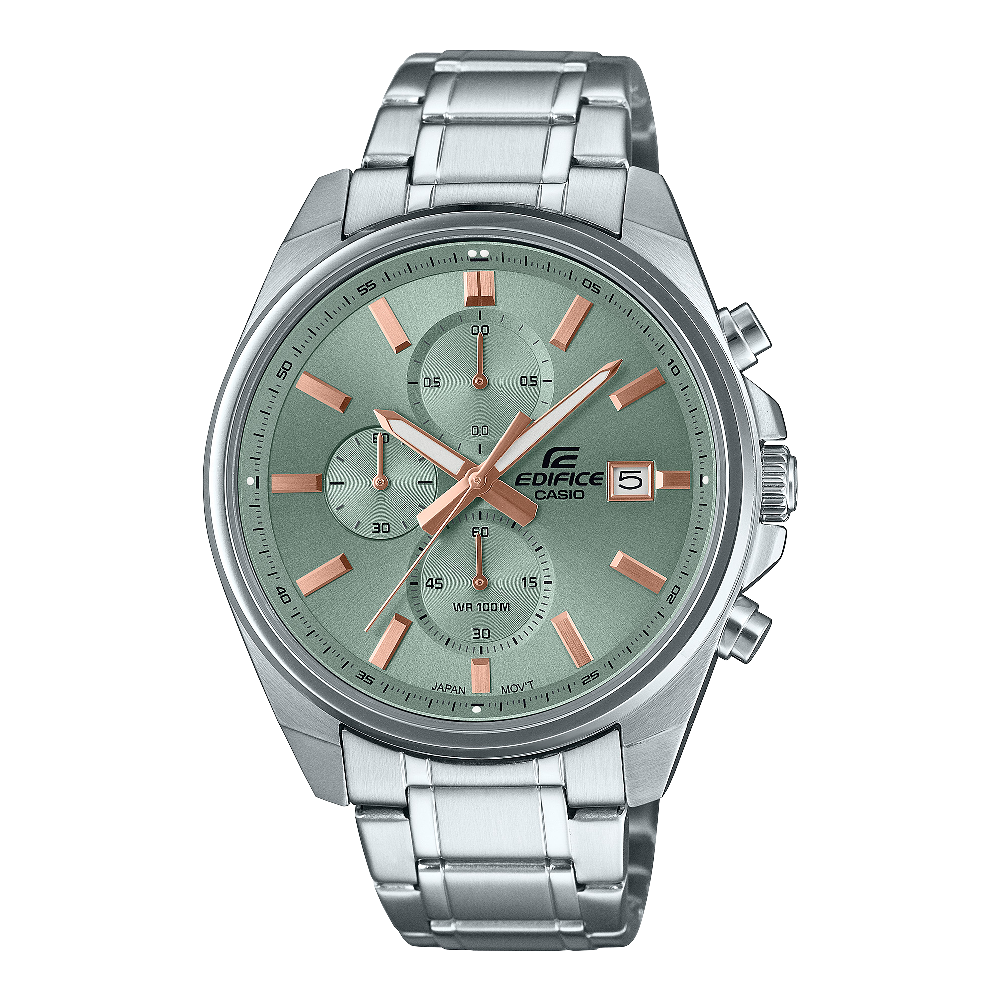 Edifice men's watch with green dial and stainless steel strap
