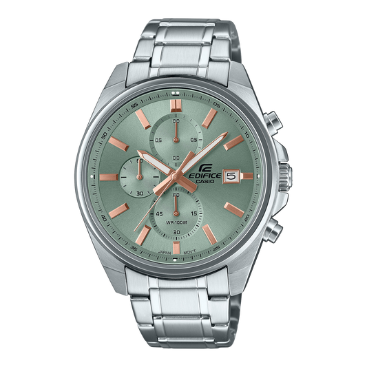 Edifice men's watch with green dial and stainless steel strap